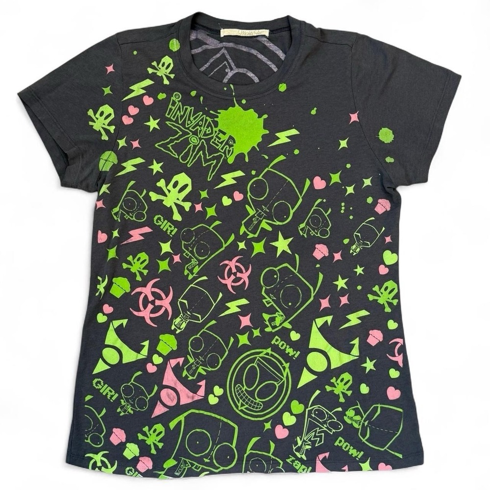 Vintage Mighty Fine Invader Zim Gir ! Graphic T-Shirt Women's Size S-M Y2K Tee